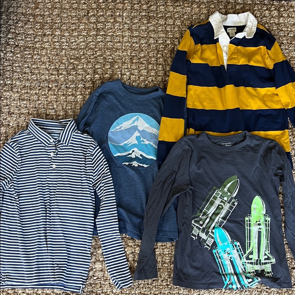 Jcrew Crewcuts Lot Bundle of Four Long-Sleeved Shirts Kids Size 8-9 Preowned
